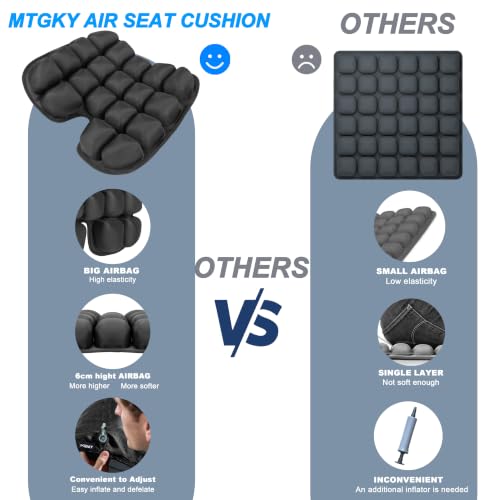 Travel Cushion for Airplane,Portable&Adjustable Air Seat Cushion,Inflatable Cushion for Travel,Coccyx Tailbone Pain Relief Chair Pad