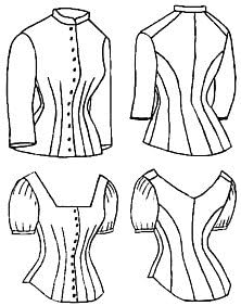1879 Cuirass Bodice with Evening Options Pattern (Size Option B)