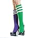 Angelina cotton REFEREE Knee High Socks, Bright Colors with White Stripes, #2539CS_Purple