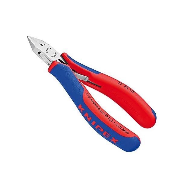 Knipex Elektronik-Seitenschneider mit Mehrkomponenten-Hüllen 115 mm (SB-Karte/Blister) 77 42 115 SB