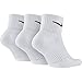 NIKE Unisex Performance Cushion Quarter Training Socks (3 Pairs), White/Black, X-Large