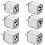 USB Wall Charger, BEST4ONE 6-Pack 2.1A/5V Dual Port USB Plug Power Adapter Charging Block Compatible for Phone XS/MAX/XR/X / 8/7/6 Plus SE/5S, Samsung, LG, Moto, Android Phone -White