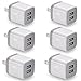 USB Wall Charger, BEST4ONE 6-Pack 2.1A/5V Dual Port USB Plug Power Adapter Charging Block for iPhone X 8/7/6 Plus SE/5S, Samsung, LG, Moto, Android Phone -White