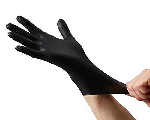 image for AMD Ritmed Extra Tough Thick Black Nitrile Gloves for Heavy Duty Work,