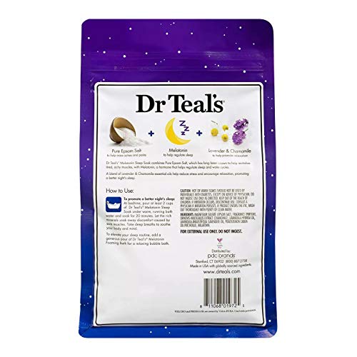 Dr Teal's Epsom Salt Bath Combo 4Pack (12 lbs Total), Melatonin Sleep