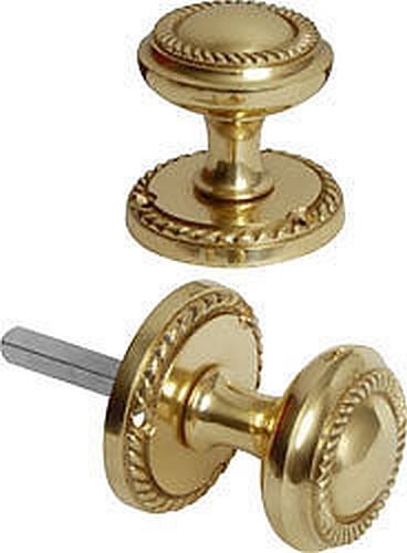 IRONMONGERY WORLD® Solid Brass Georgian Round MORTICE Door KNOBS Pull Handles Set