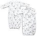 Cambria Baby 100% Organic Cotton Kimono Gowns with Easy Change Side Snaps and Built in Mitts. White and Grey Clouds and Animals Patterns for Boys and Girls. 2 Pack (Size 3-6)