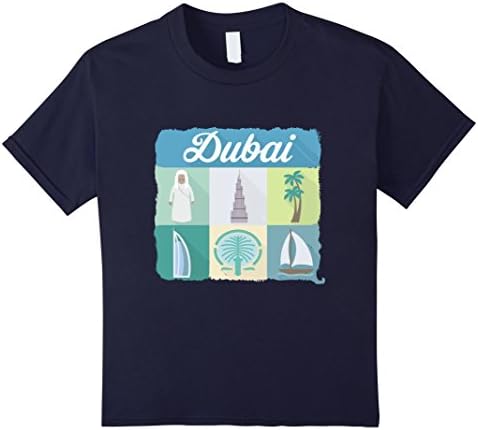 Kids Visit Dubai Symbols City Lover Journeys Travel Tour T-Shirt 6 Navy