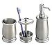 mDesign Stainless Steel Bath Accessory Set, Soap Dispenser Pump, Toothbrush Holder, Tumbler - 3 Pieces, Brushed/Chrome