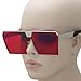 Elite Oversized Flat Top Metal Square Sleek Retro Mirrored Oceanic Lens Sunglasses (Red, 66)