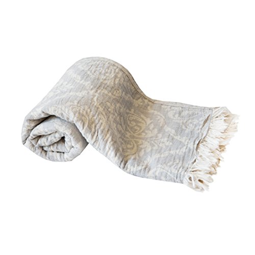 Mebien Renaissance Design pestamal bath pools spas beaches gyms saunas towel multi purpose throw to your couch sofa bed picnic for baby women man 100% cotton (Light Grey)