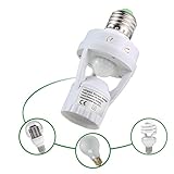 Pawaca Infrared Motion Light Sensor Socket, PIR Automatic Adjustable LED Lights Switches E27 Lamp Holder Screw Bulb Socket LD120 for Indoor Aisle Garage