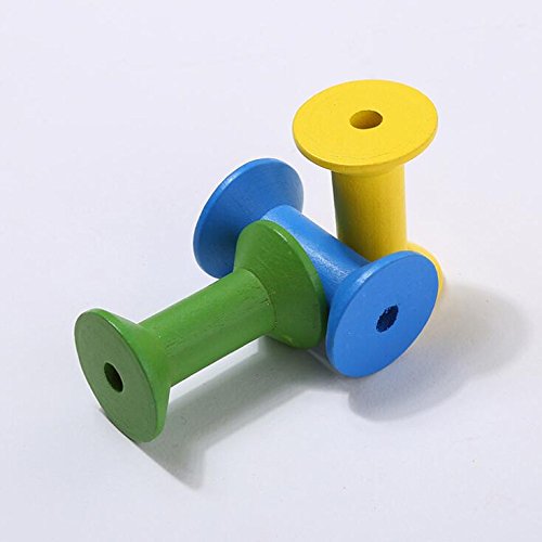 High Guality Small Gift Approx. 100pcs Craft Sewing Threading Laces Yarn Wheels Thread Spools-Cylindrical Wood Bobbins - Thumbnail 2