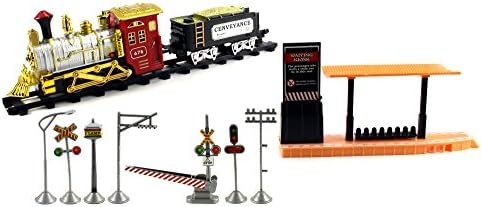 Toy Train Sets Classical Cenveyance Express Battery Operated w/ 2 Train Cars, 8 Railway Tracks