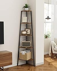 Pipishell Corner Shelf, 5 Tier Bookshelf