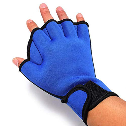 SUNTRADE Aquatic Gloves for Helping Upper Body Resistance,Water Resistance Fins Hand Glove Training Fingerless Webbed Flippers Paddle Swim Gloves (L)