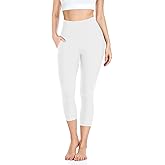 iaoja High Waisted Leggings for Women with Pockets - Tummy Control Soft Workout Running Yoga Printed Pants(White Small-Medium)
