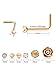 Frienda 6 Pieces 20G Stainless Steel Rose Ball Round Diamond CZ Nose Stud Rings L Shaped Labret Bone Body Piercing Jewelry (Rose Gold)