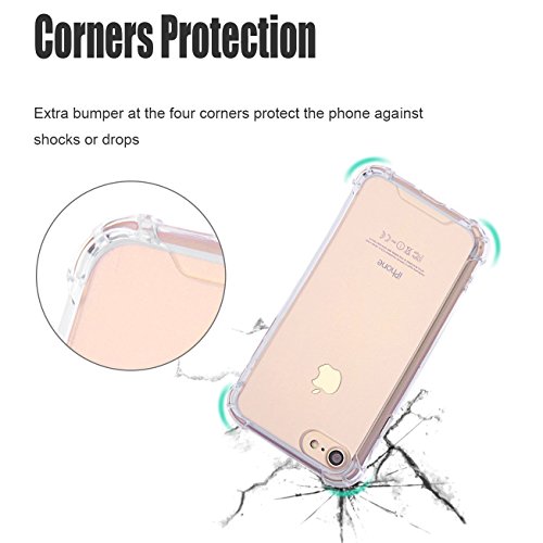 CaseHQ iPhone 7 Plus Case, iPhone 8 Plus Case,Crystal Clear Shock Absorption Bumper Slim Fit,Heavy Duty Protection TPU Cover Case for Apple iPhone 7 Plus (2016)/iPhone 8 Plus (2017) -Clear+Rosegold - Thumbnail 4