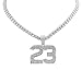 White Gold-Tone Iced Style Bling Hip Hop Jordan Number 23 Pendant 1 Row Stones Tennis Chain 16