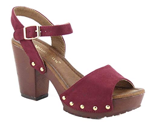 Nature Breeze Vint-09 Womens Platform Wedge Wooden Heel Sandals Open Toe Comfy Strap Chunky 