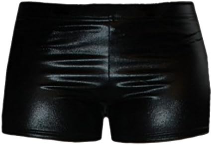 NEW LADIES WOMENS BLACK WET LOOK SHORTS PVC SHINY HOT PANTS MINI SHORTS 8-14