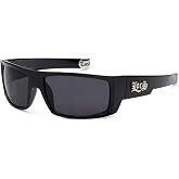 Locs Men's Original All Black Hardcore Sharp Square OG Sunglasses, Wrap