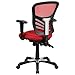 Flash Furniture Nicholas Mid-Back Red Mesh Multifunction Executive Swivel Ergonomic Office Chair with Adjustable Arms