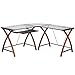 Flash Furniture Jude Glass L-Shape Desk with Pull-Out Keyboard Tray