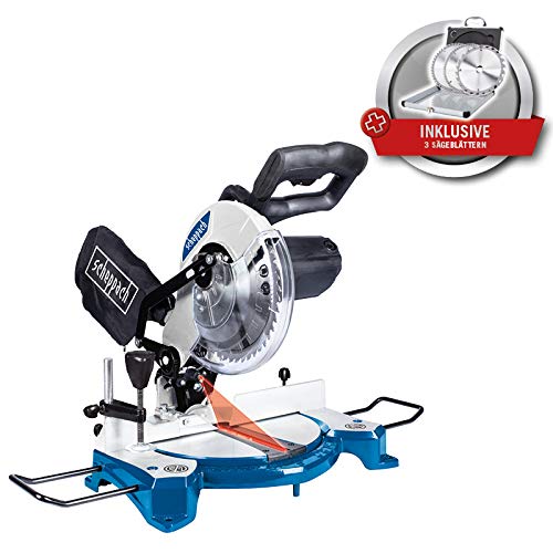 SCHEPPACH SET HM80L | Kapp- und Gehrungssäge | inkl. 3 Ersatzblätter | 1500 Watt | 210 mm Sägeblatt | Präzisionslaser…