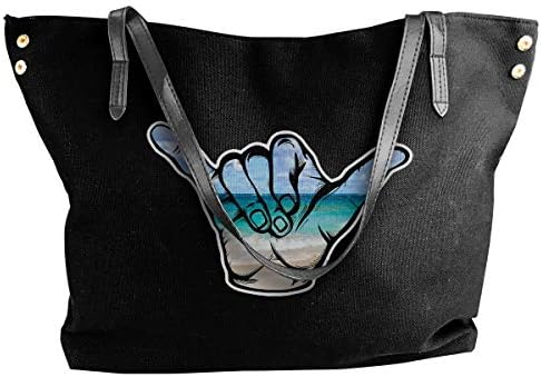 Hang Loose Beach Scene Shaka Women's Canvas Hobo Handbags Shoulder Bag Tote Bag