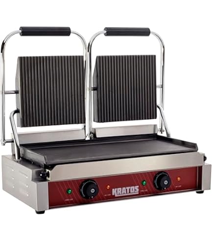 VEVOR Commercial Panini Grill, 3600W Electric Sandwich Panini Maker Stainless Steel Double Sandwich Press Panini Grill With Temp Control 19 X9