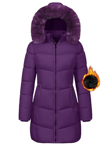 Tuopuda Parka for Women Long with Fur Hood Thick Coat for Women Winter Jacket with Hood Zipper Jacket Windproof Coat