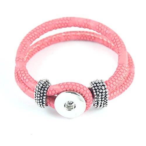 Simple Ever 22cm Multicolors Artificial Leather Bracelets Fit for 5.5mm 18mm Snap Button Charms Pack of 6