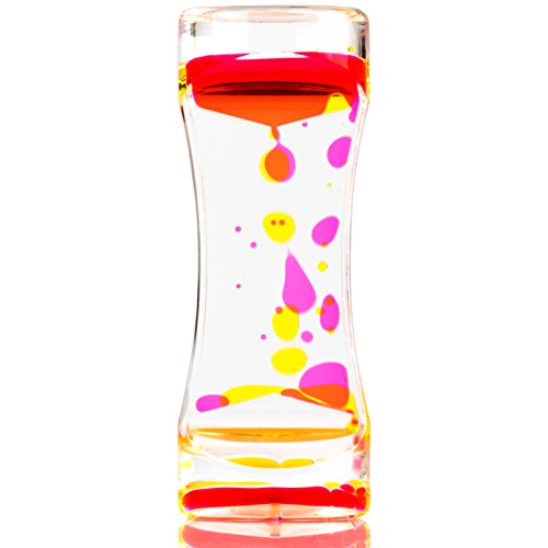 Water Motion Liquid Bubble Timer  Calming Sensory Fidget and Relaxation Desk Toy - Therapeutic Focus Game for Kids with ADHD, Autism and More - Pink and Yellow - by Dash Sensations