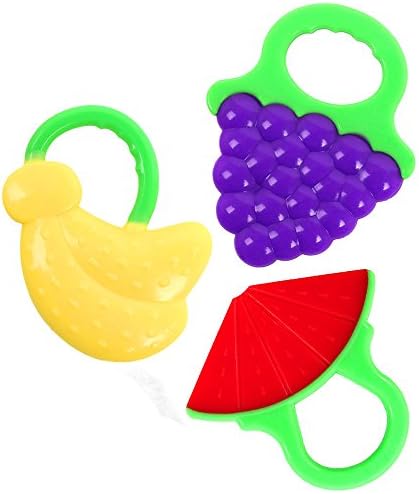 Microcosm Baby Teething Relief Toys With Fruit Design, Silicone FDA Approved BPA Free Baby Teether Toys- 100% Safe for Babies, Infants, Toddlers (3 Pack)