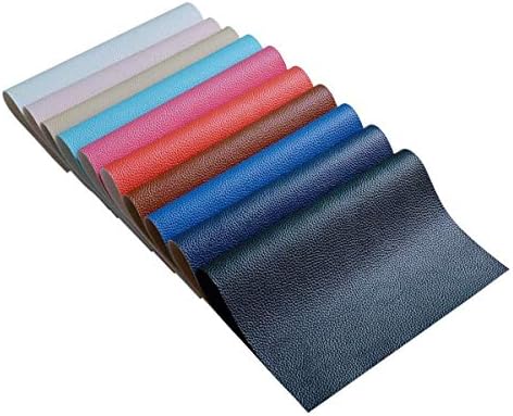 10 Pieces A4 Size Solid Color 1.2MM Thickness Litchi Grain Texture Synthetic Faux Leather Fabric Sheets Cotton Back for Making Hair Bows, Earrings, Placemats,10 Color Each Color One Sheet