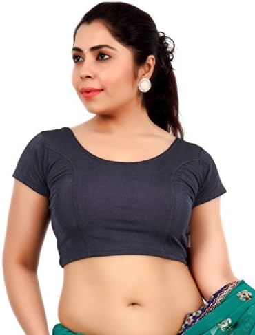 Louis Fashion Round Neck Half Sleeve Blouse For Women's (L, Grey)