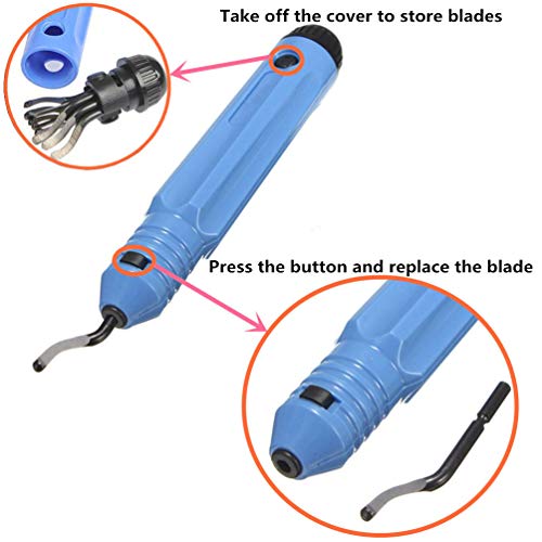 Adiyer Deburring Tool Kit Deburring Cutters Set, Plastic Handle + 11pcs BS1010 Deburring Blades