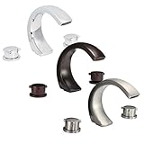 FREUER Curva Collection: Modern Spread Bathroom Sink Faucet, Brushed Nickel
