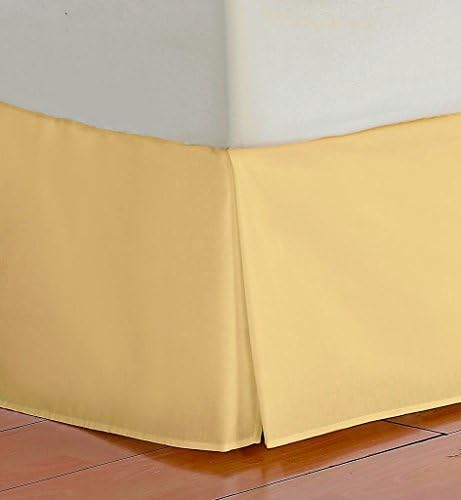 Sky Homes Hotel Quality 700-Thread-Count Egyptian Cotton Queen Size One Piece Split Corner Bed Skirt 12 Inch Drop Length Gold Solid