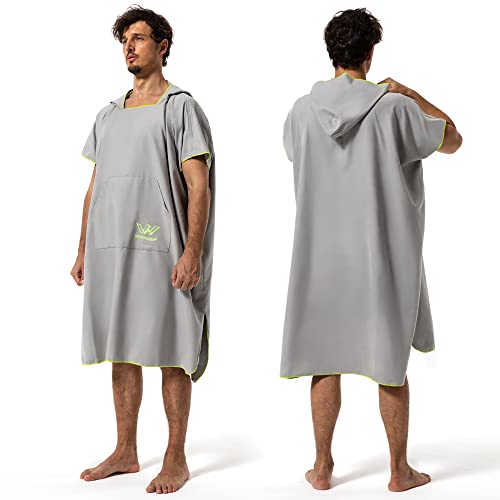 Winthome Changing Robe for Adult Women Men, Lightweight Towel Poncho for Surfing Swimming Wetsuit Beach Changing (Grey, M)