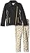 Juicy Couture Girls' 2 Piece Jacket with Pleather Accents and Printed Pant Set