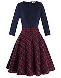Belle Poque Women's Spliced 1950s' Vintage Pinup Dress 3/4 Sleeve Party Cocktail