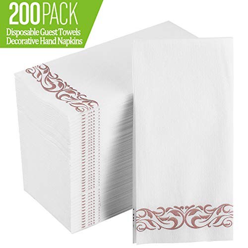 [200 Pack] Disposable Guest Towels Soft and Absorbent LinenFeel Paper