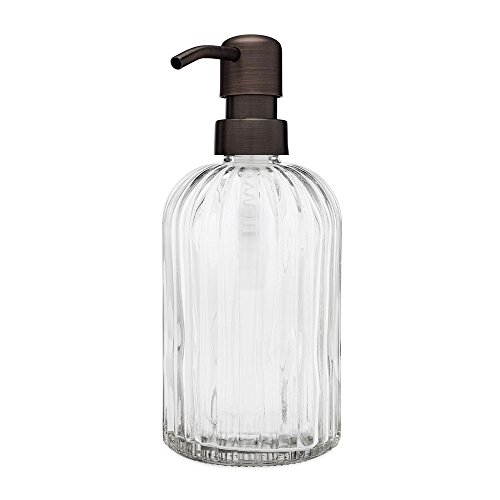 Rail19 Fluted Glass Nouveau Soap Dispenser Metal Soap Pump The Kitchen Bathroom Great Lotions Liquid Hand Soaps (Farmhouse Bronze)