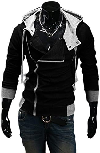 Men's Fashion Oblique Zipper Hoodie Casual Top Coat