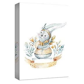 Canvas Wall Art Bunny Cartoon Rabbits Painting Artwork for Home Prints Framed - 12x18 inches