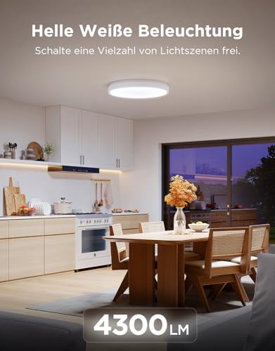 Govee Deckenlampe RGBIC 48,5W, Smart Led Deckenleuchte 4300lm Kompatibel mit Matter, Alexa & Google Assistant, Deckenlampe Led Ø38cm Lamp Dimmbar mit Hintergrundbeleuchtung für Wohnzimmer Schlafzimmer