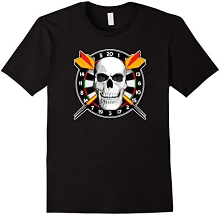 Men's Darts T-Shirt With Skull and Dartboard XL Black